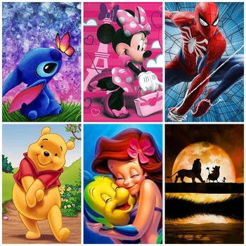 Алмазная картина Disney 5d Человек-паук, Мини-мышь, Винни-Пух, Алмазная Мозаика для Детей, Домашняя вышивка крестиком, Декор стен