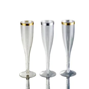бокал для вина на длинной ножке/бокал для тостов с бокалами для шампанского /бокалы для шампанского в золотой оправе 6,5 унций