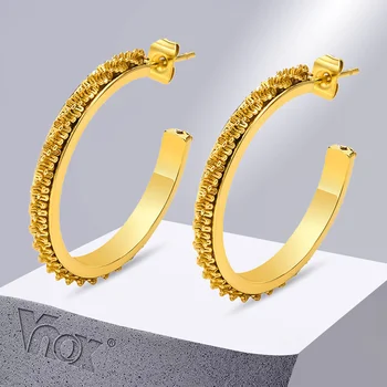 Женские серьги-кольца золотого цвета Vnox, серьги в форме буквы С, Стильные обнимашки из нержавеющей стали, защищающие от аллергии