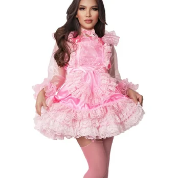 Лидер продаж 2023 года, Розовое элегантное и модное платье для пары Сисси и короткая юбка Сисси, комплект для косплея горничной на заказ