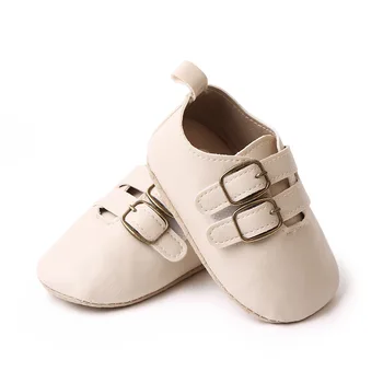 Новая Повседневная детская обувь с пряжкой в Британском Стиле, мягкая подошва, для малышей 0-1 Лет, для первых Ходунков, обувь для детской кроватки, однотонная домашняя обувь