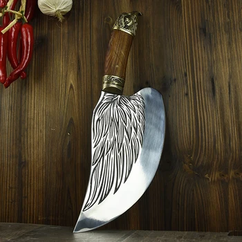 Ручной Работы Кованый Кухонный китайский Нож шеф-повара, Нож для разделки мяса, Нож для забоя Овощей, Кухонный Нож для измельчения, Инструменты